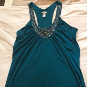 Only worn twice! Beaded scoop tank top!